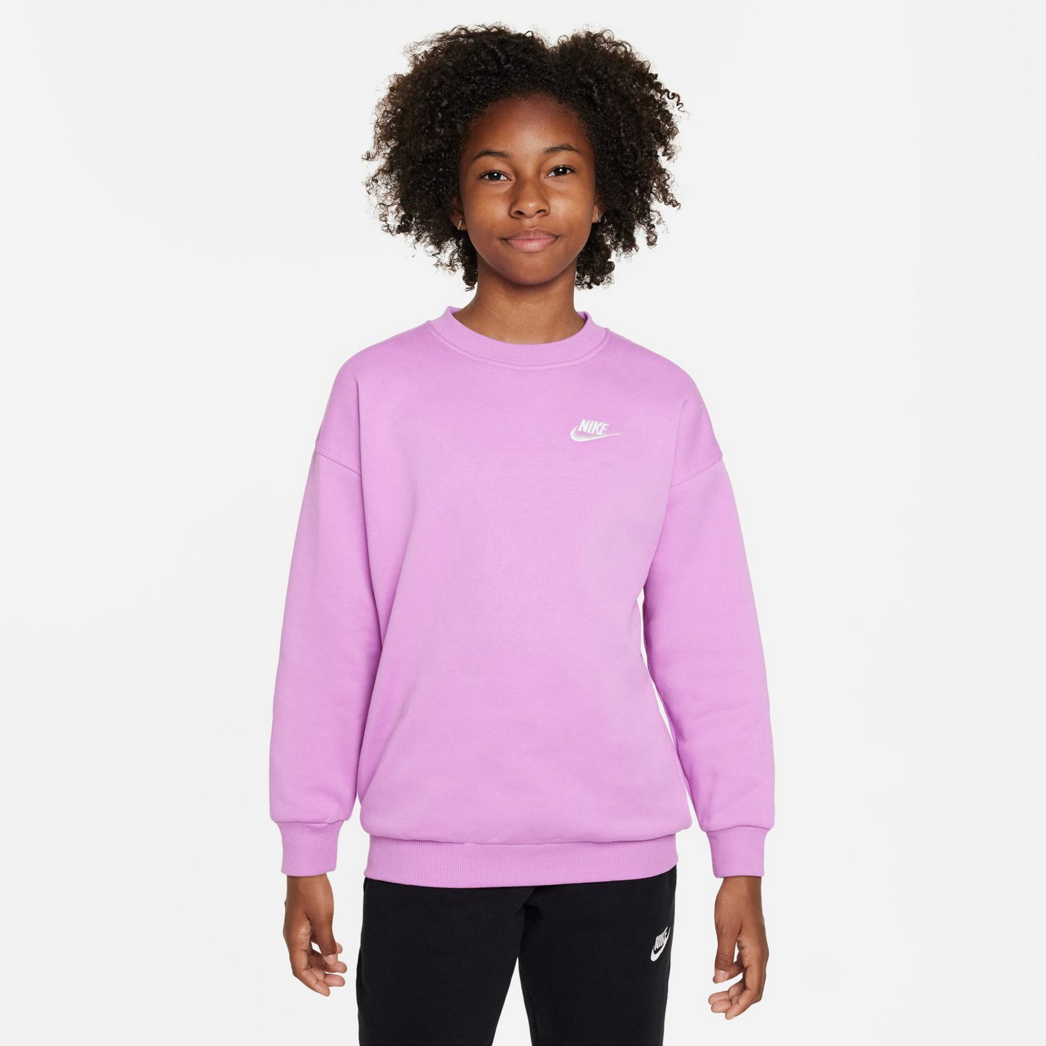 Nike Girls' Sportswear Club Fleece Oversized Crew Pullover