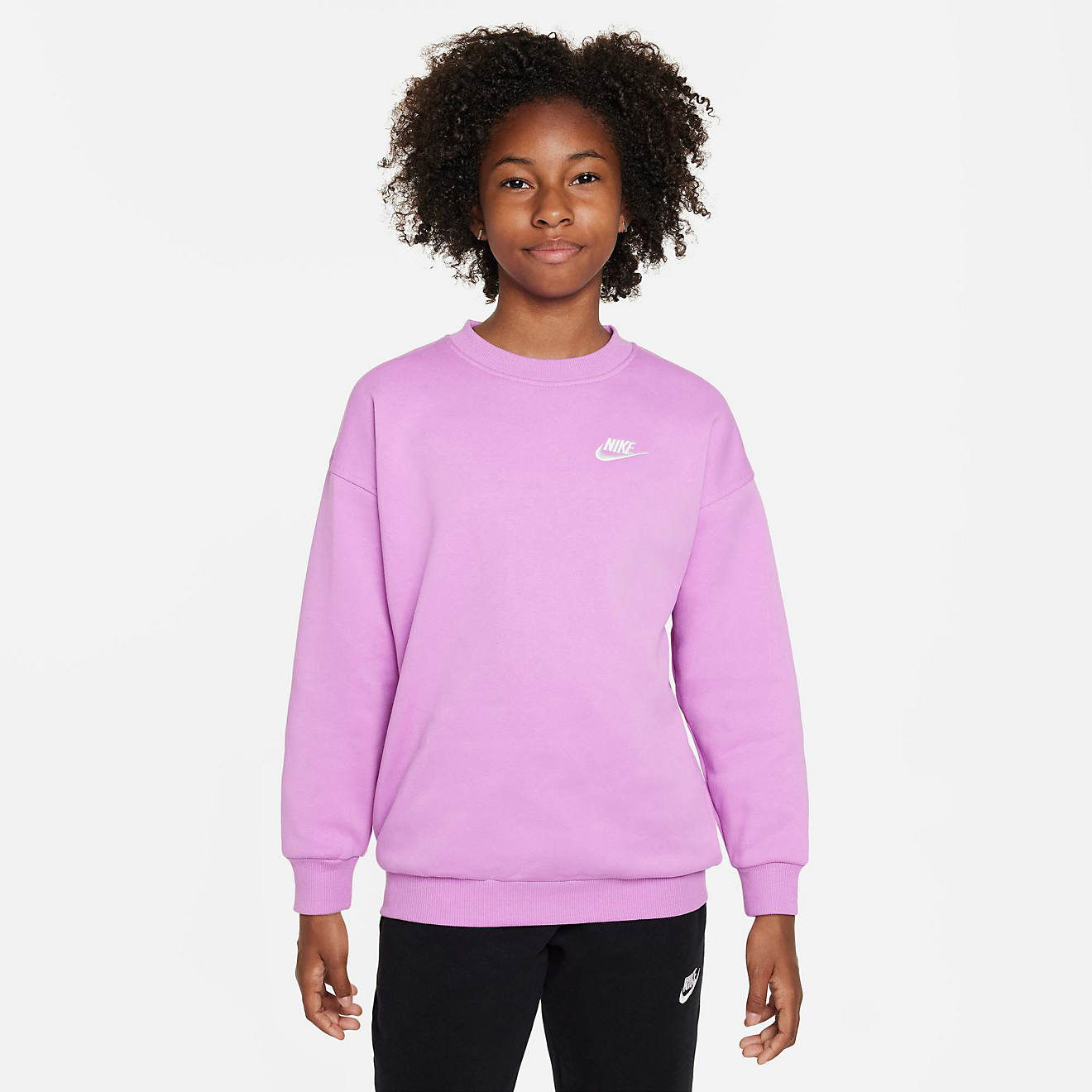 Nike Girls' Sportswear Club Fleece Oversized Crew Pullover | Academy