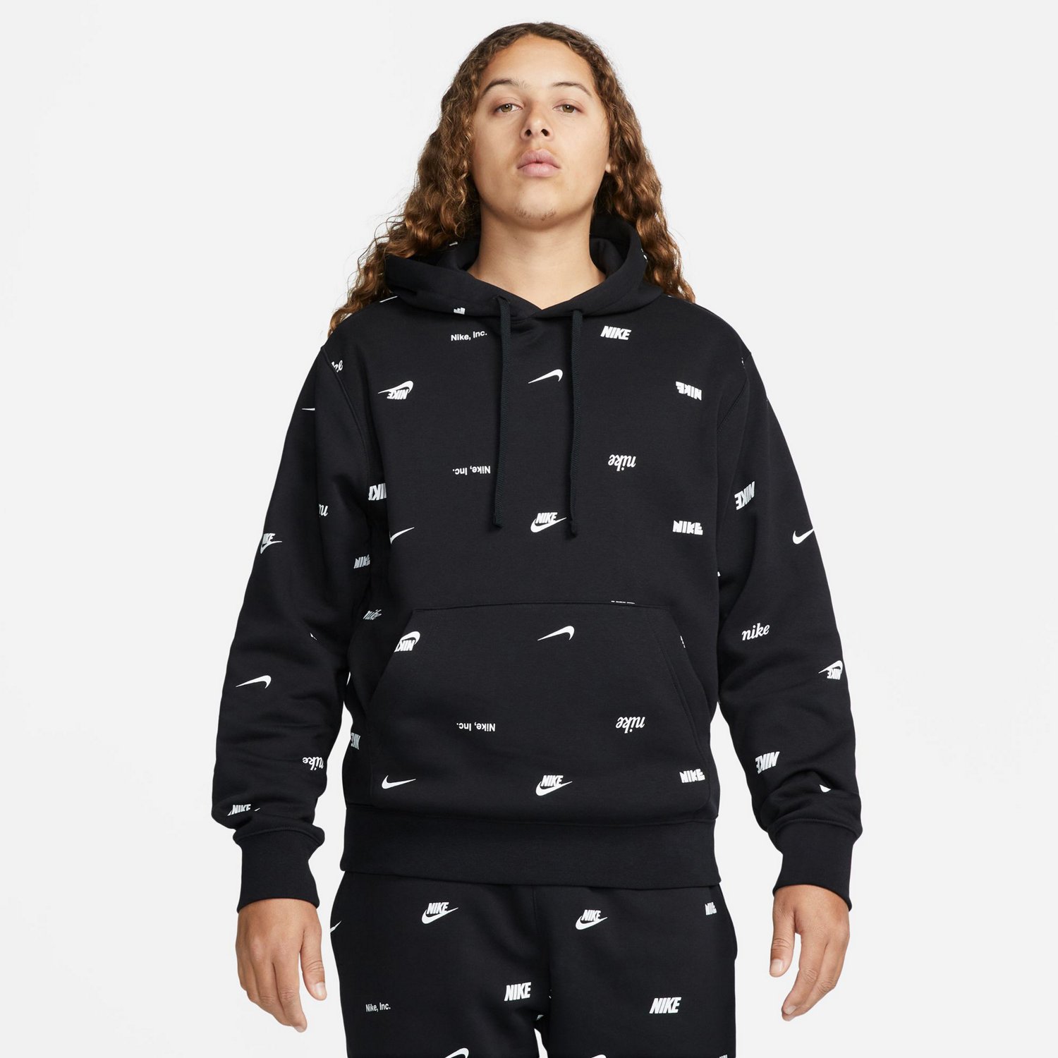 Black Nike Allover Print Club Hoodie JD Sports Global, 48% OFF