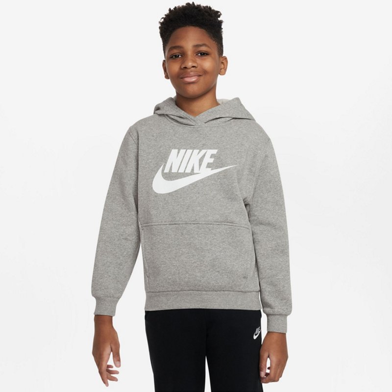 Nike Kids' Sportswear HBR Club Fleece Hoodie Grey, Large - Boy's Fleece at Academy Sports