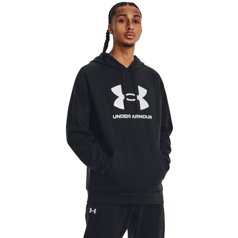 Under Armour Men's Rival Fleece Logo Hoodie Black/White, 4X-Large Tall - Men's Athletic Fleece at Academy Sports