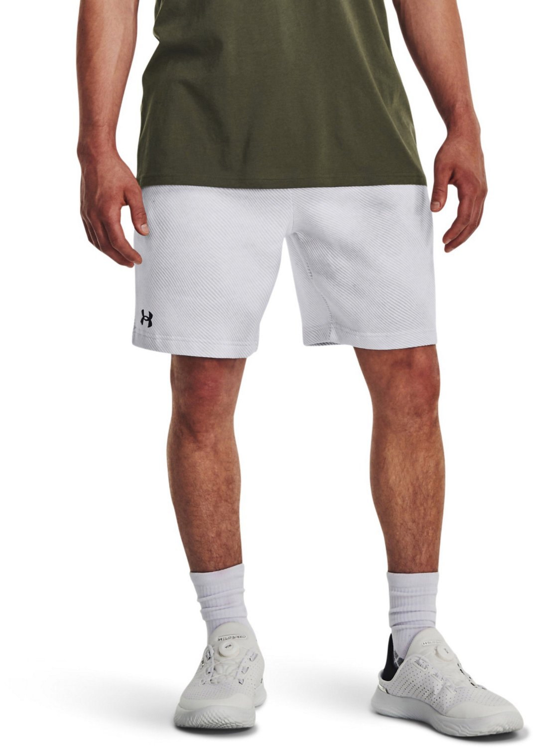 UNDER ARMOUR Essential Fleece Shorts Herren 012 - pitch gray medium  heather/white L, 39,99 €