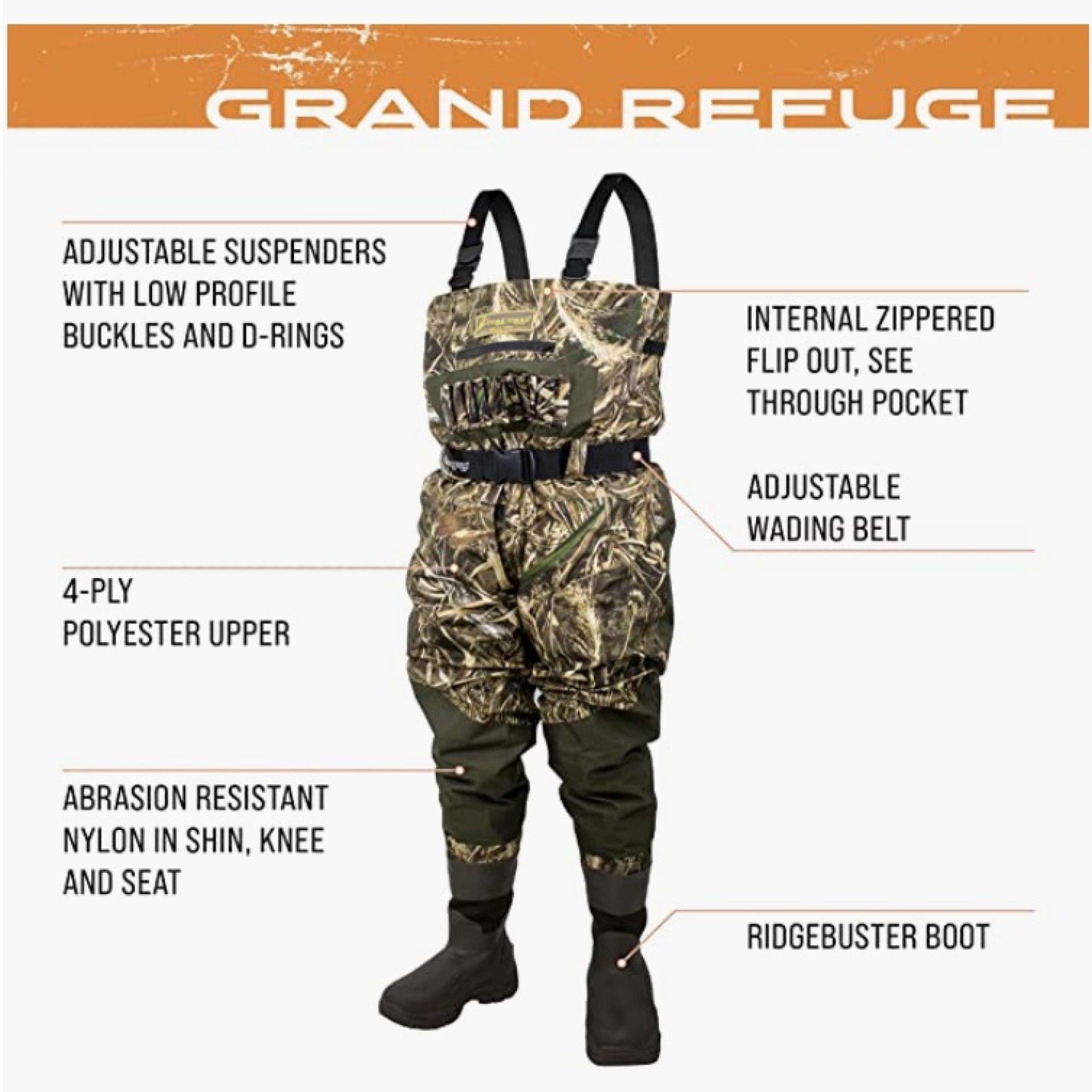 frogg toggs Men's Grand Refuge 3.0 BF Waders Academy