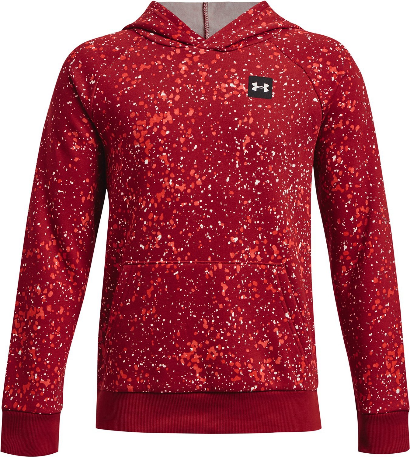 UNDER ARMOUR Boys' Logo Fleece Hoodie - Beta Red & Brushed Gray - Youth  Boys XS