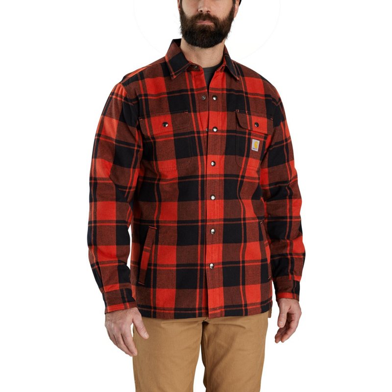 Carhartt Men s Sherpa Lined Flannel Shirt Jacket Red Black Small Men s Work Jackets at Academy Sports BrickSeek