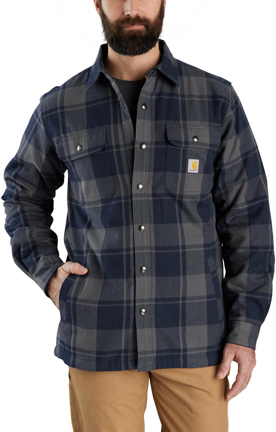 Carhartt Men s Sherpa Lined Flannel Shirt Jacket Academy