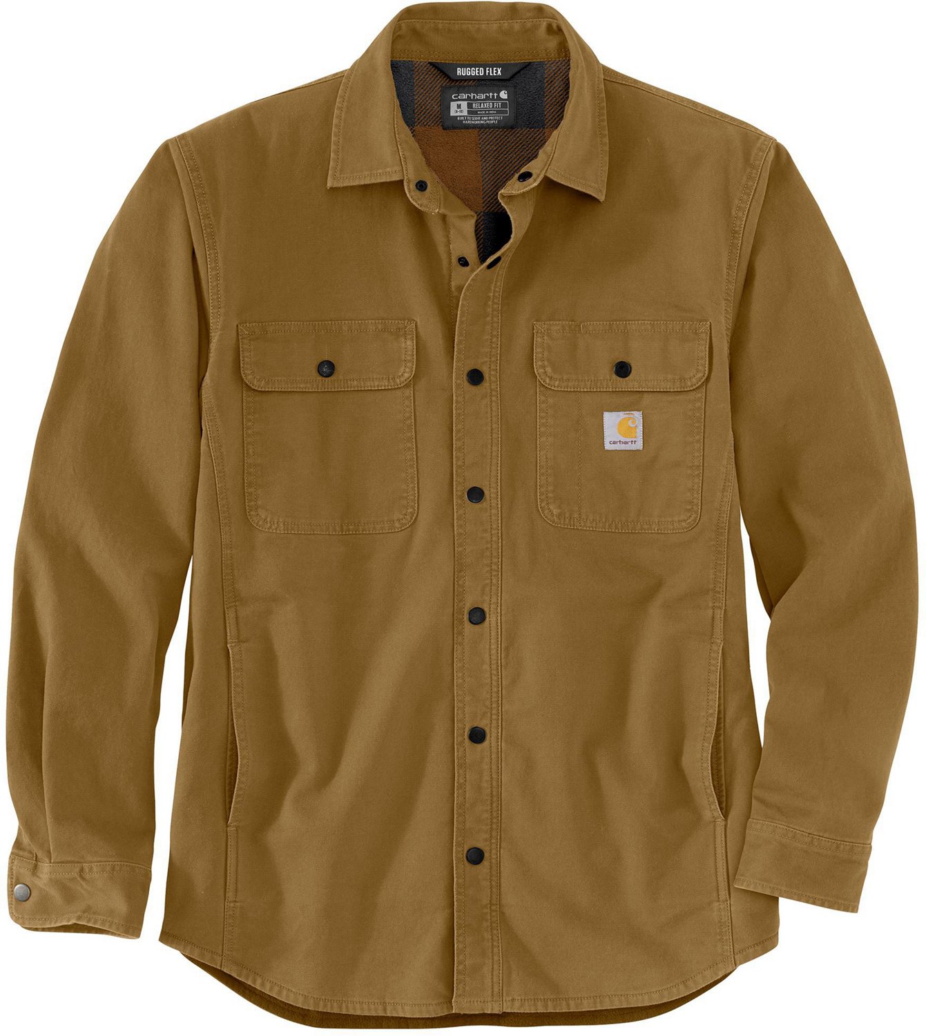 Carhartt Men's Dark Khaki Rugged Flex Fleece-Lined Shirt Jacket