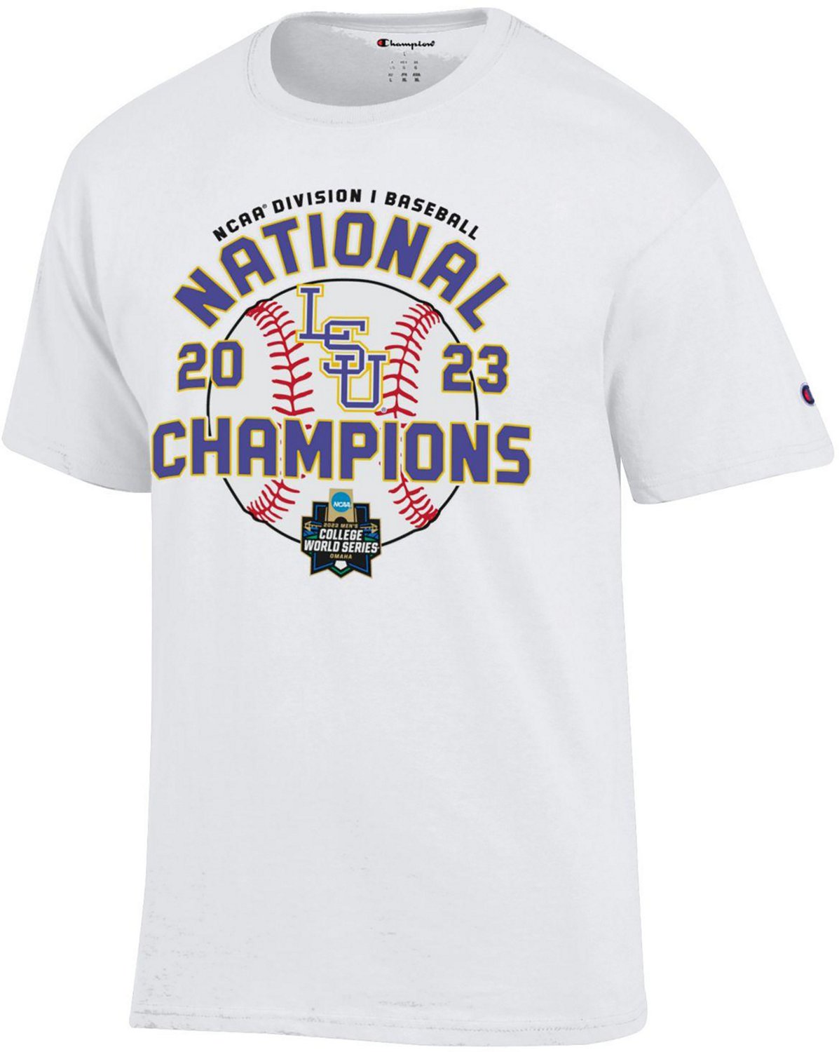 Champion Men's Louisiana State University 2023 College World Series Baseball National Champs