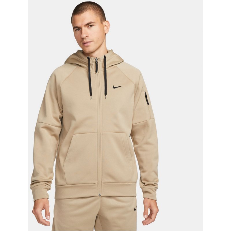 Nike Men's Therma-FIT Full-Zip Hoodie Khaki/Khaki/Black, X-Large - Men's Athletic Fleece at Academy Sports