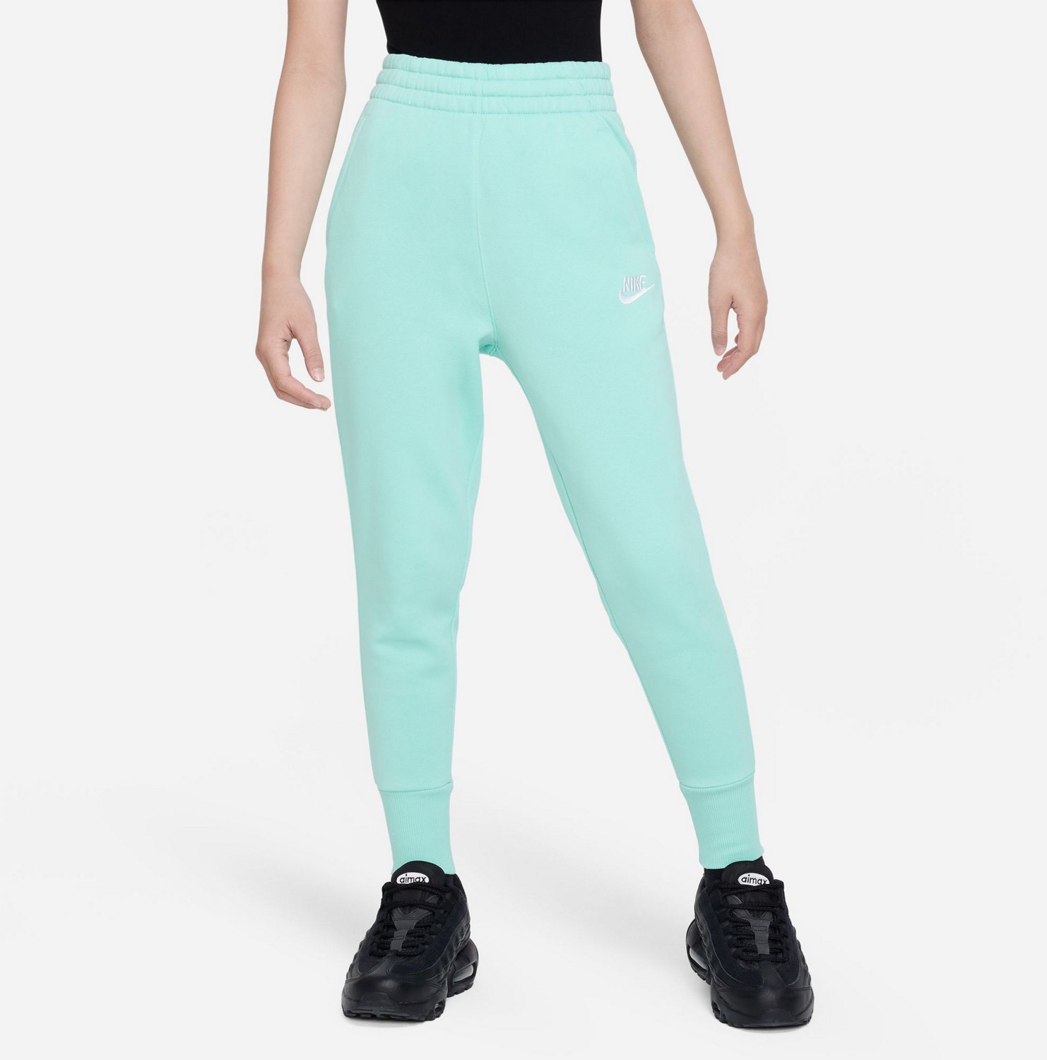 Nike Girls\' Sportswear Club Fleece High-Waisted Fitted Pants | Academy
