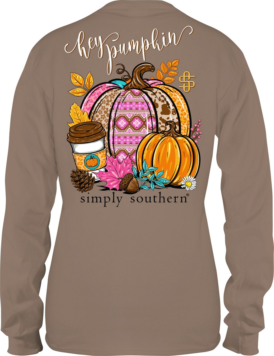 Simply Love Round Neck Long Sleeve Pumpkin & Flower Graphic
