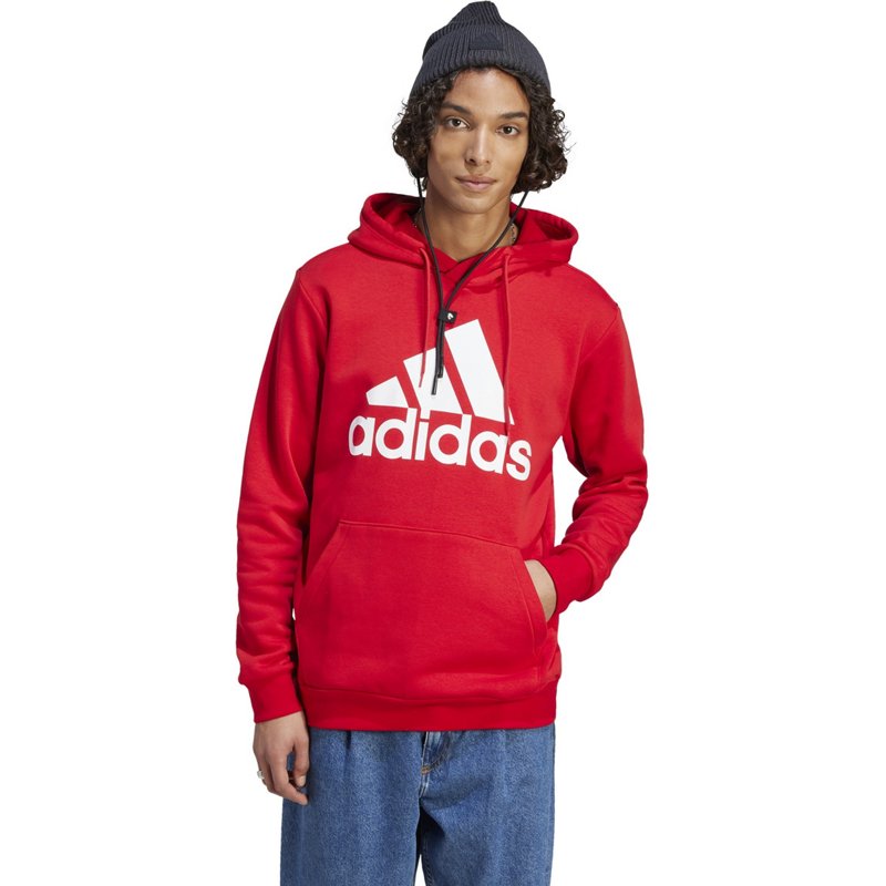 adidas Men’s Badge of Sport Logo Fleece Hoodie Better Scarlet, Medium - Men's Athletic Fleece at Academy Sports