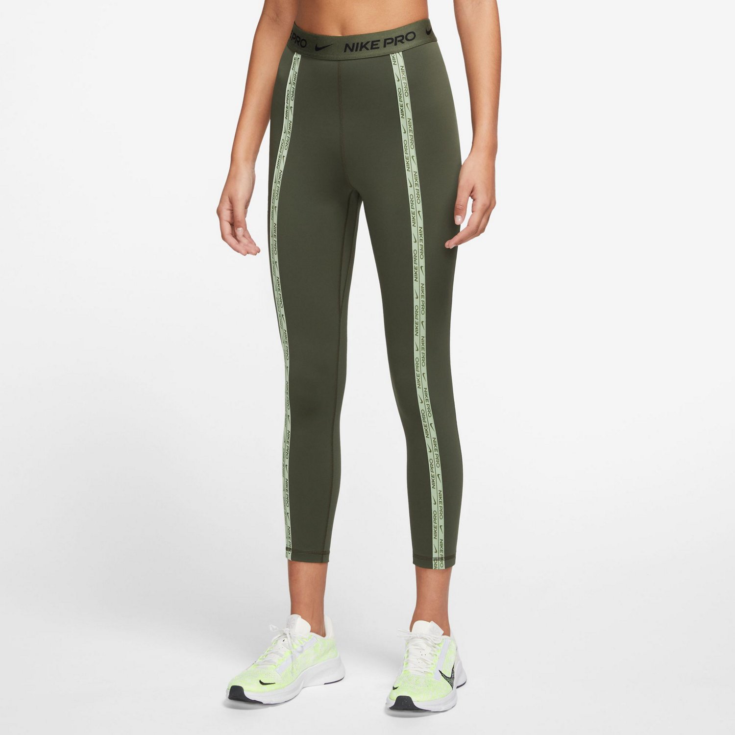 Nike Performance ONE - Leggings - medium olive white/olive 