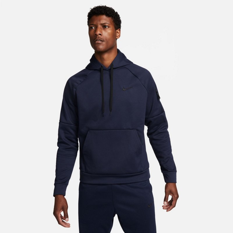 Nike Men’s Therma-FIT Pullover Hoodie Obsidian/Obsidian/Black, Medium - Men's Athletic Fleece at Academy Sports