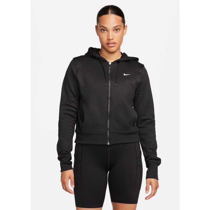 Nike Women's One Therma-FIT Full-Zip Hoodie Black/White, Large - Women's Athletic Fleece at Academy Sports