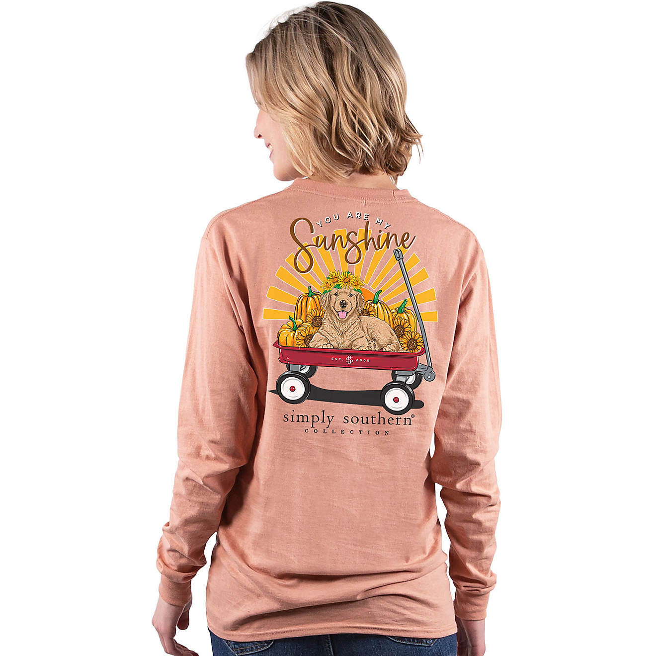 Simply Southern Women's You Are My Sunshine Pumpkin Long Sleeve T-shirt                                                          - view number 1