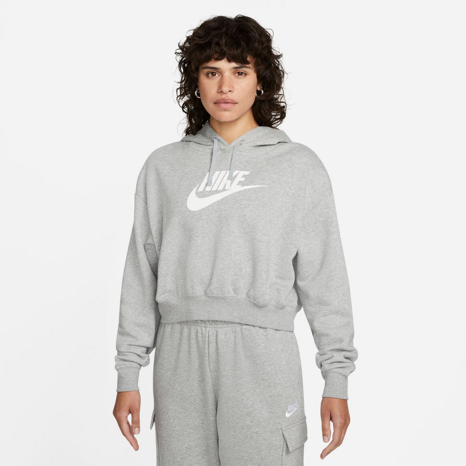 Nike Women's Club Fleece Graphic Crop Pullover Hoodie