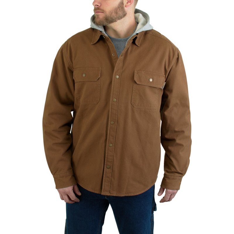 Wolverine Men's Overman Hooded Shirt Jacket Light Brown, Large - Men's Work Jackets at Academy Sports