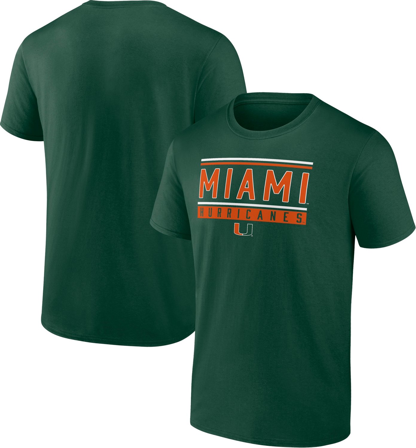 Fanatics Men's University of Miami Fundamentals Stripe and Block T