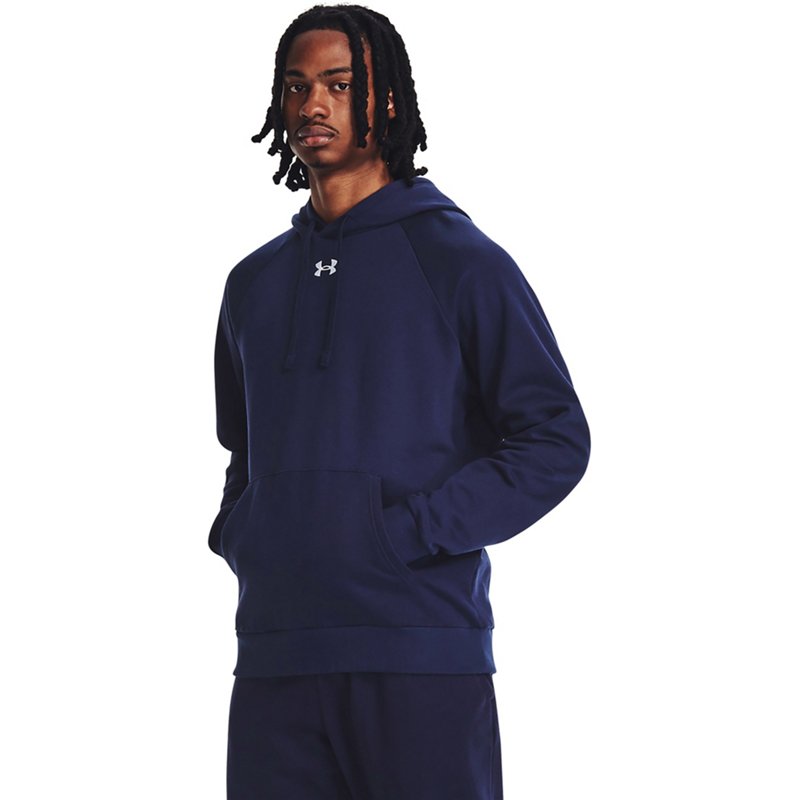 Under Armour Men's Rival Fleece Hoodie Midnight Navy Blue/White, Medium - Men's Athletic Fleece at Academy Sports