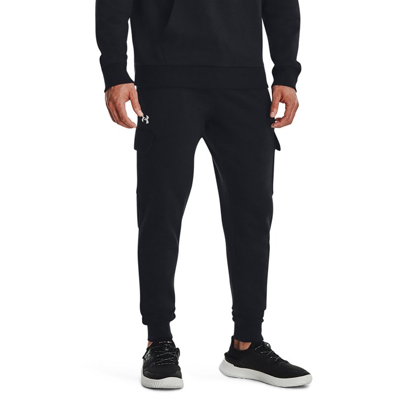 Under Armour Men's Rival Fleece Cargo Jogger Pant Black/White, Small - Men's Athletic Fleece at Academy Sports
