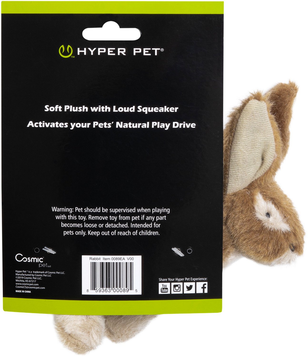 Hyper Pet Wildlife Critters Rabbit Squeaker Dog Toy
