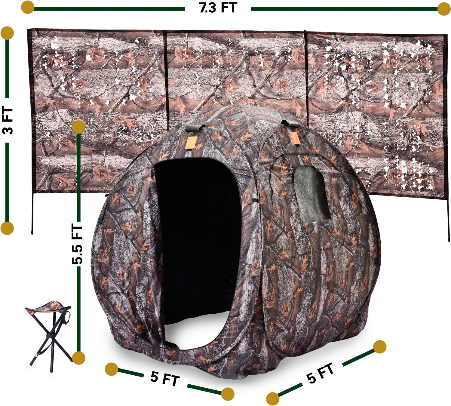 Rukket Sports Black Hoof Outdoors Hunting Blind with Tripod Stool and Ground Screen - view number 2