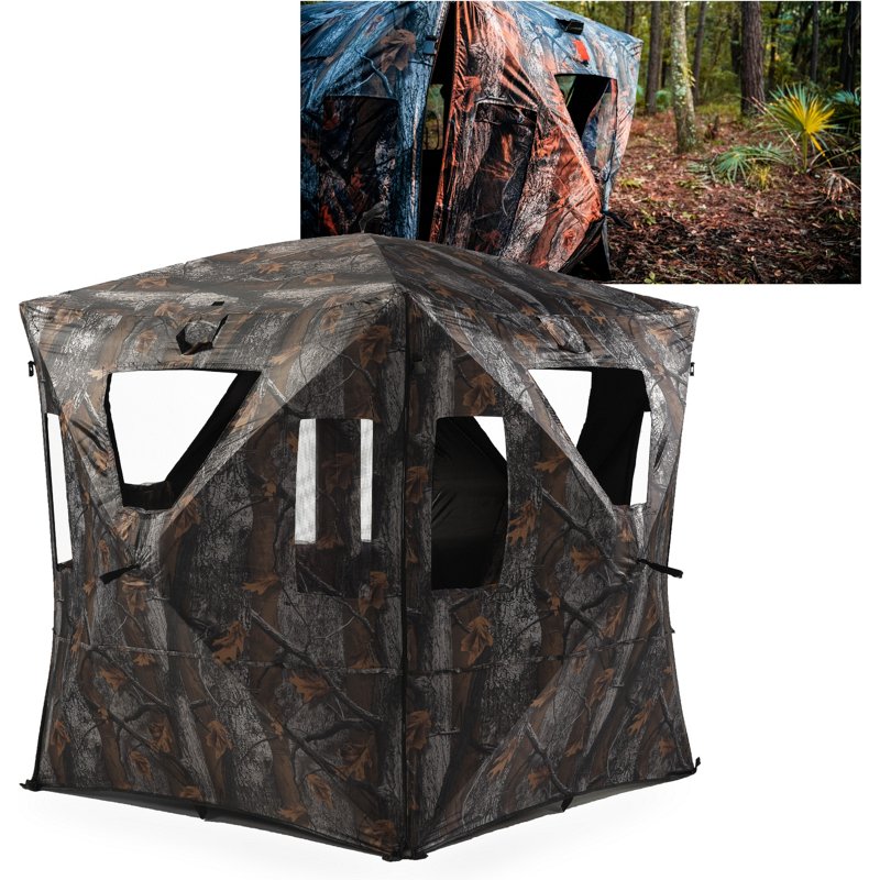 Rukket Sports Hoof Outdoors Deluxe Pop-Up Hub-Style Hunting Blind Brown/Grey - Huntg Stands/Blnds/Accs at Academy Sports