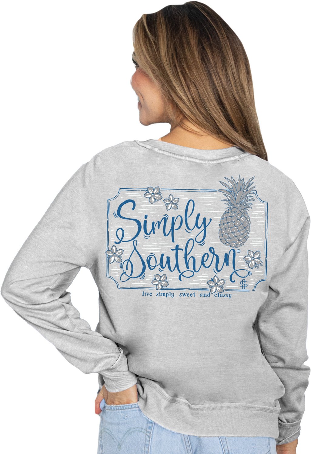 Simply Southern Women's Logo Pineapple Fleece Crew Sweatshirt | Academy