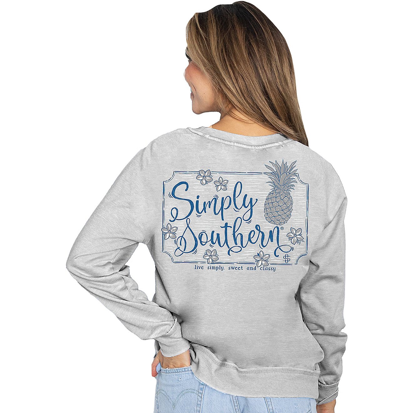 Simply Southern Women's Logo Pineapple Fleece Crew Sweatshirt | Academy