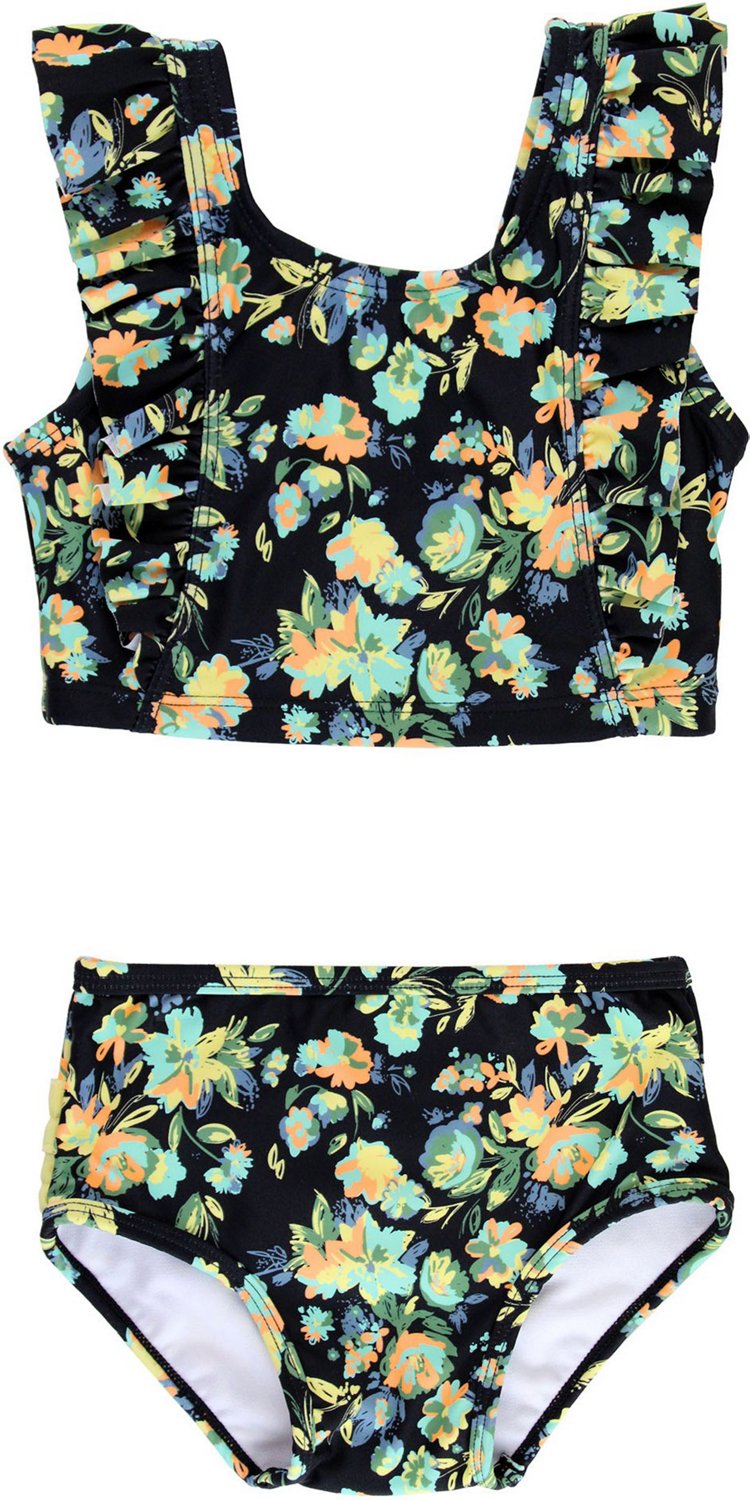 RuffleButts Girls' 4-7 Midnight Garden Waterfall Tankini - view number 3