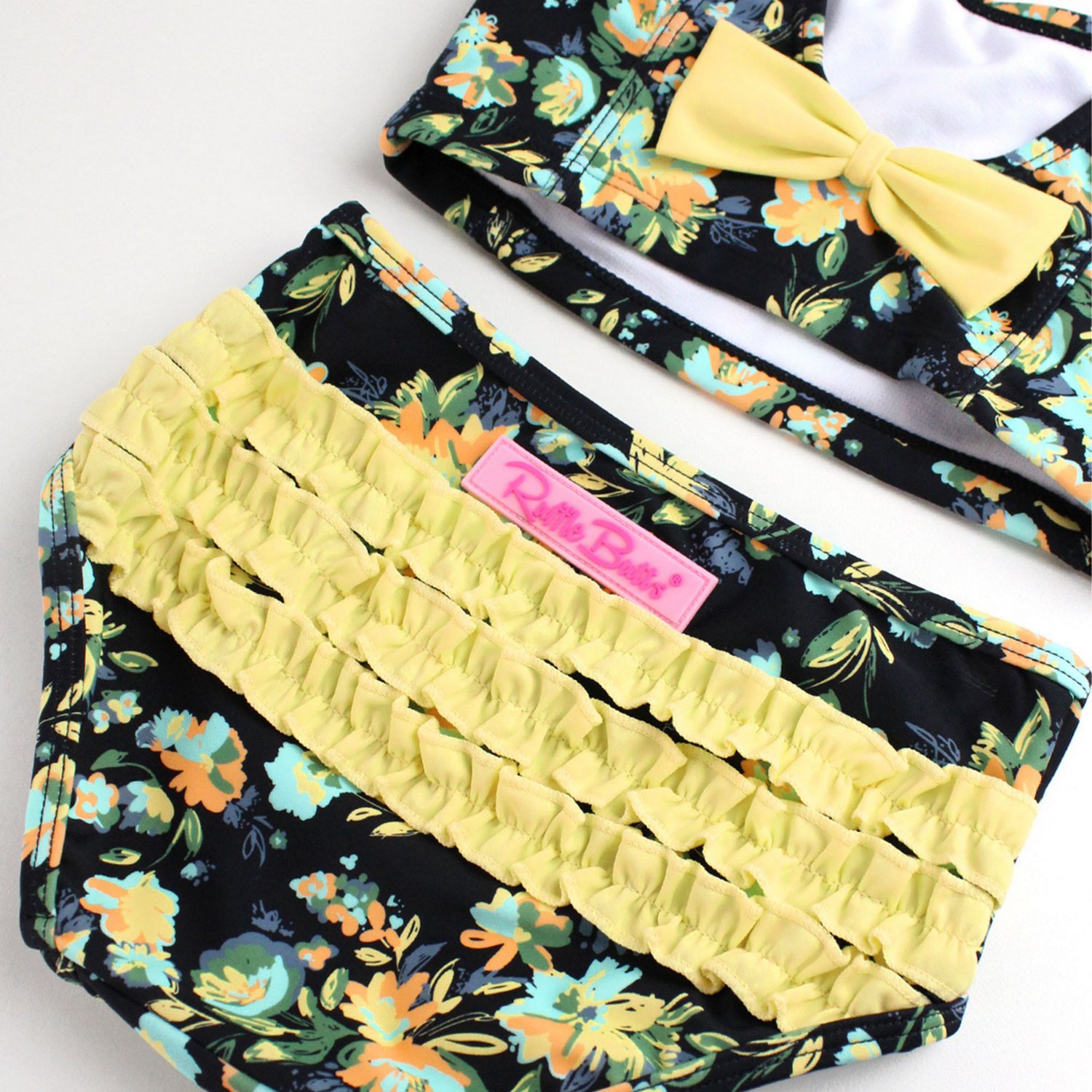 RuffleButts Girls' 4-7 Midnight Garden Waterfall Tankini - view number 5