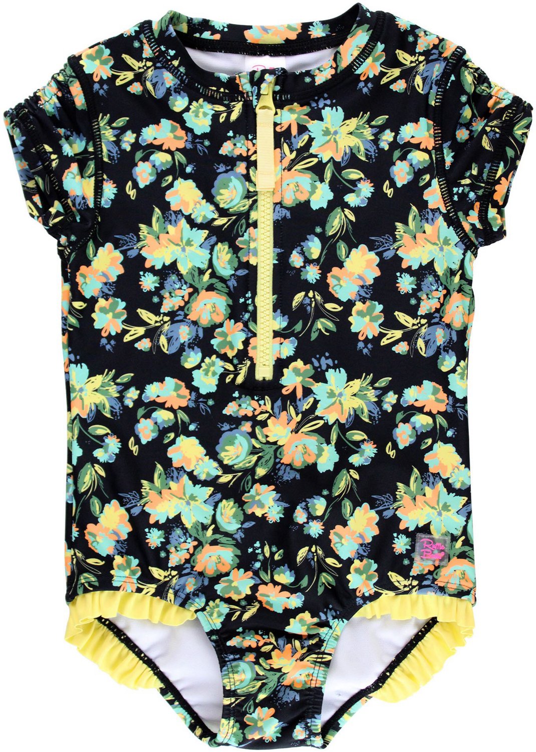 RuffleButts Girls' 4-7 Midnight Garden Waterfall Rash Guard One Piece Swimsuit - view number 2