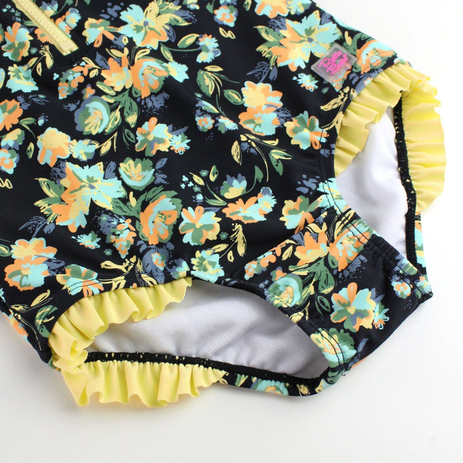 RuffleButts Girls' 4-7 Midnight Garden Waterfall Rash Guard One Piece Swimsuit - view number 5