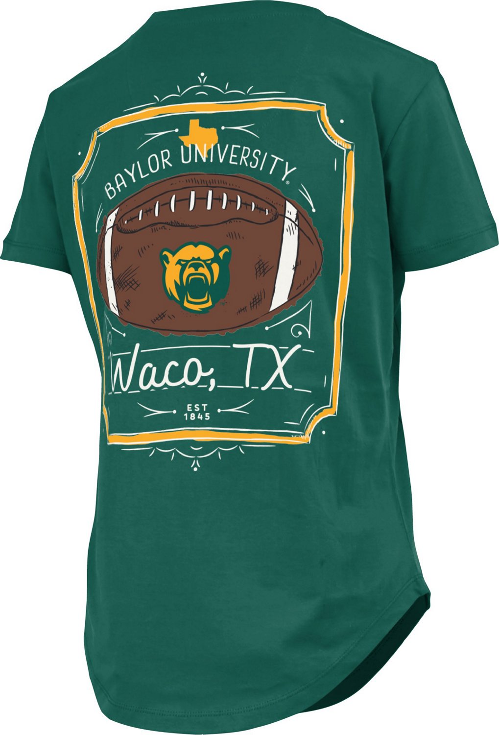 Three Square Women's Baylor University Irvine Framed Football Graphic T-shirt