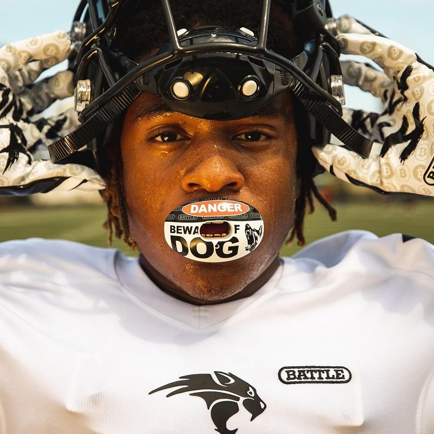 Battle Adults' Beware of Dog Oxygen Football Mouth Guard