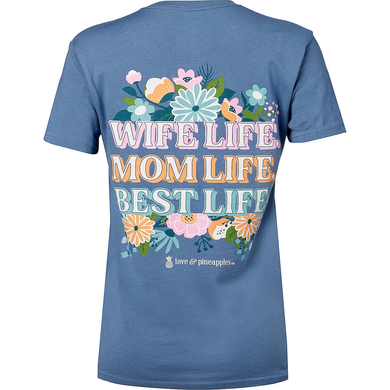 Love & Pineapples Women's Wife Life Mom Life Best Life Graphic T-shirt                                                           - view number 2