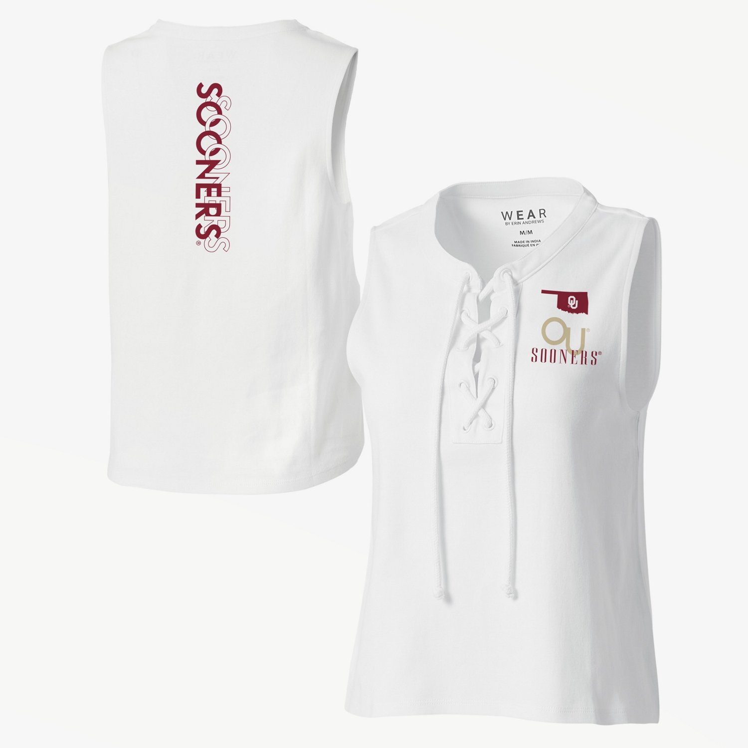 WEAR Women's University of Oklahoma Lace Up Tank Top - view number 3