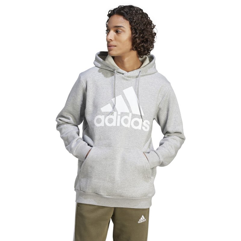 adidas Men’s Badge of Sport Logo Fleece Hoodie Grey Heather, Small - Men's Athletic Fleece at Academy Sports