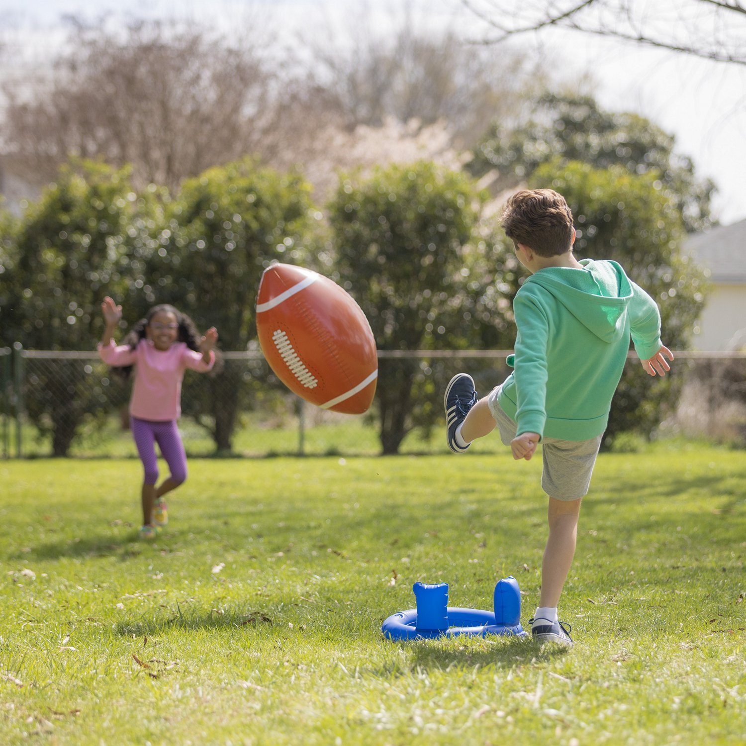 HearthSong Giant Inflatable Kick & Catch Football with Tee