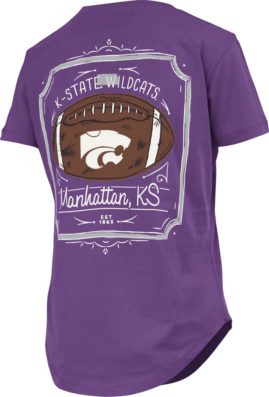 Three Square Women's Kansas State University Irvine Framed Football Graphic T-shirt