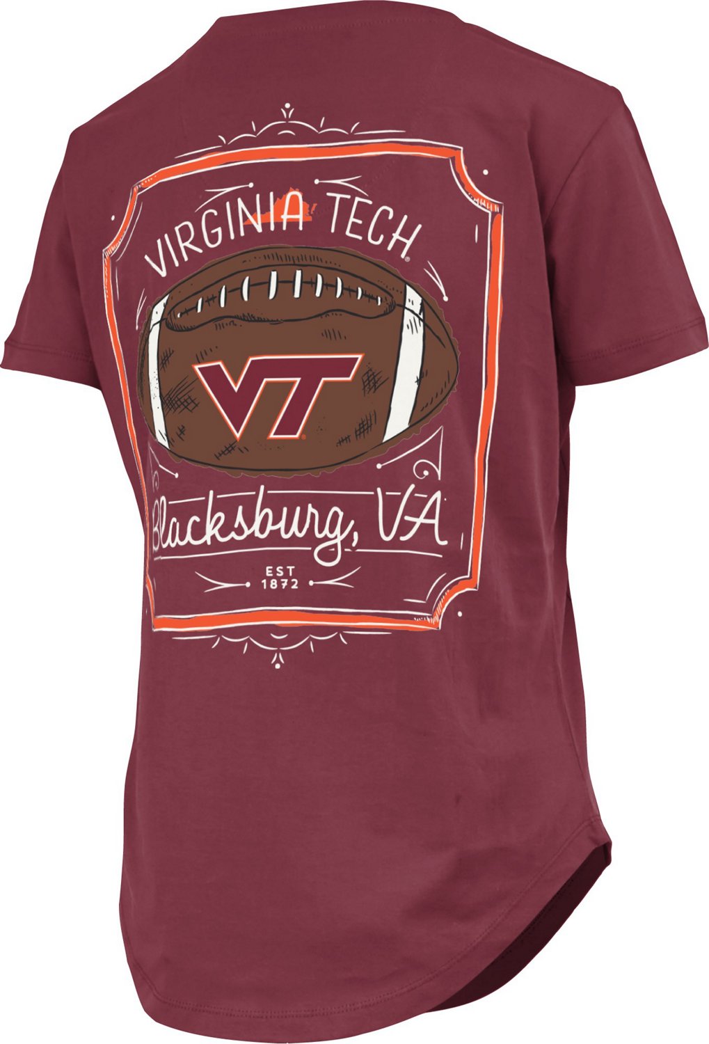 Three Square Women's Virginia Tech Irvine Framed Football Graphic T-shirt