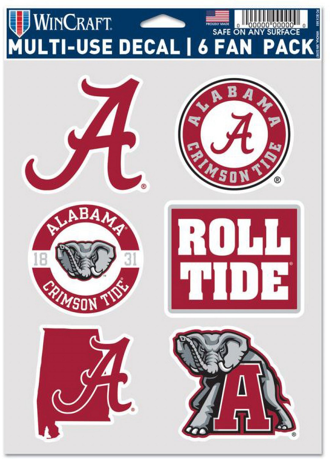 WinCraft University of Alabama Multi-Use Decals 6-Pack | Academy