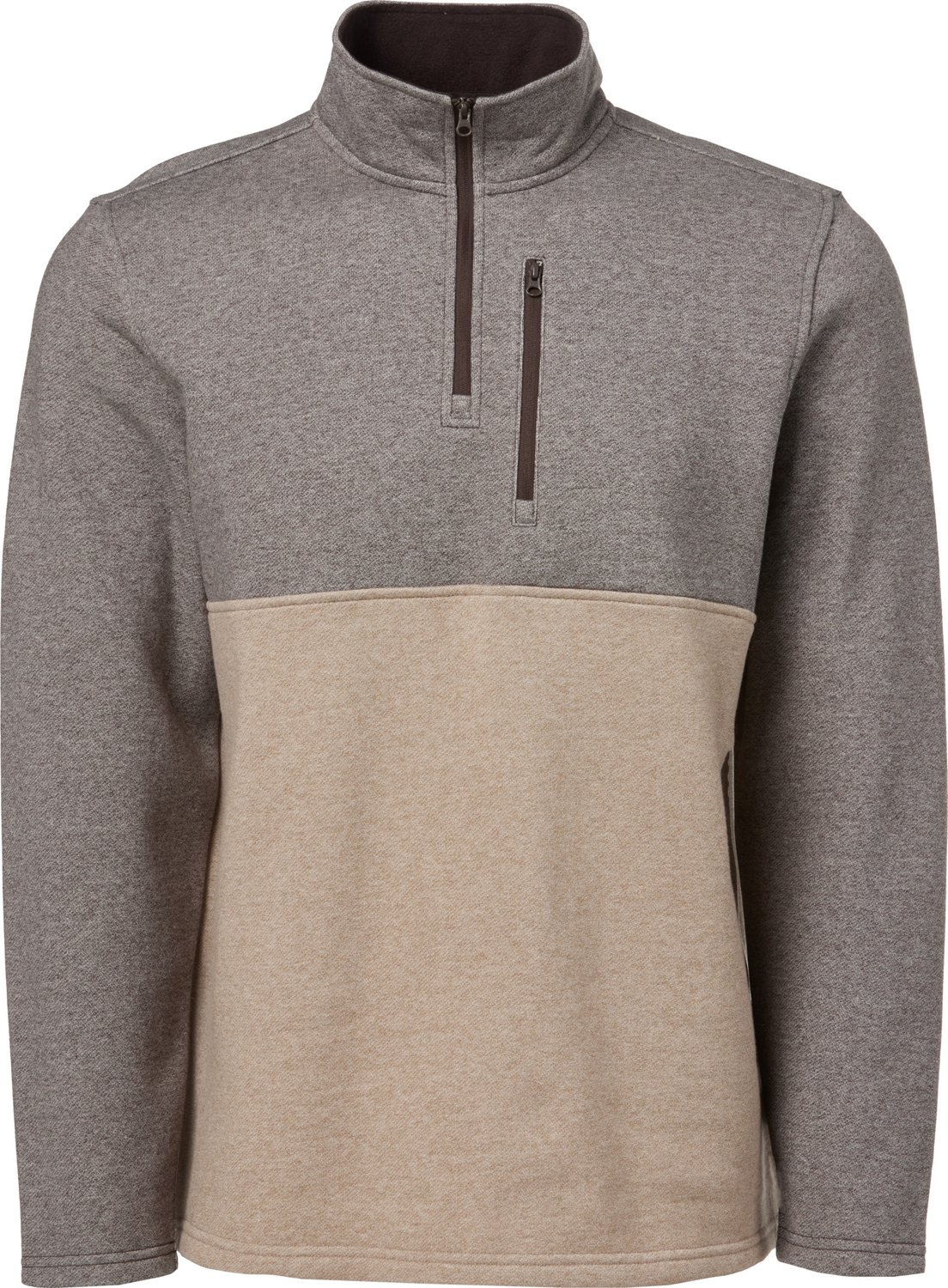 Magellan Outdoors Men s Hickory Canyon Castle Rock Caviar Color Block 1 4 Zip Fleece Pullover Academy