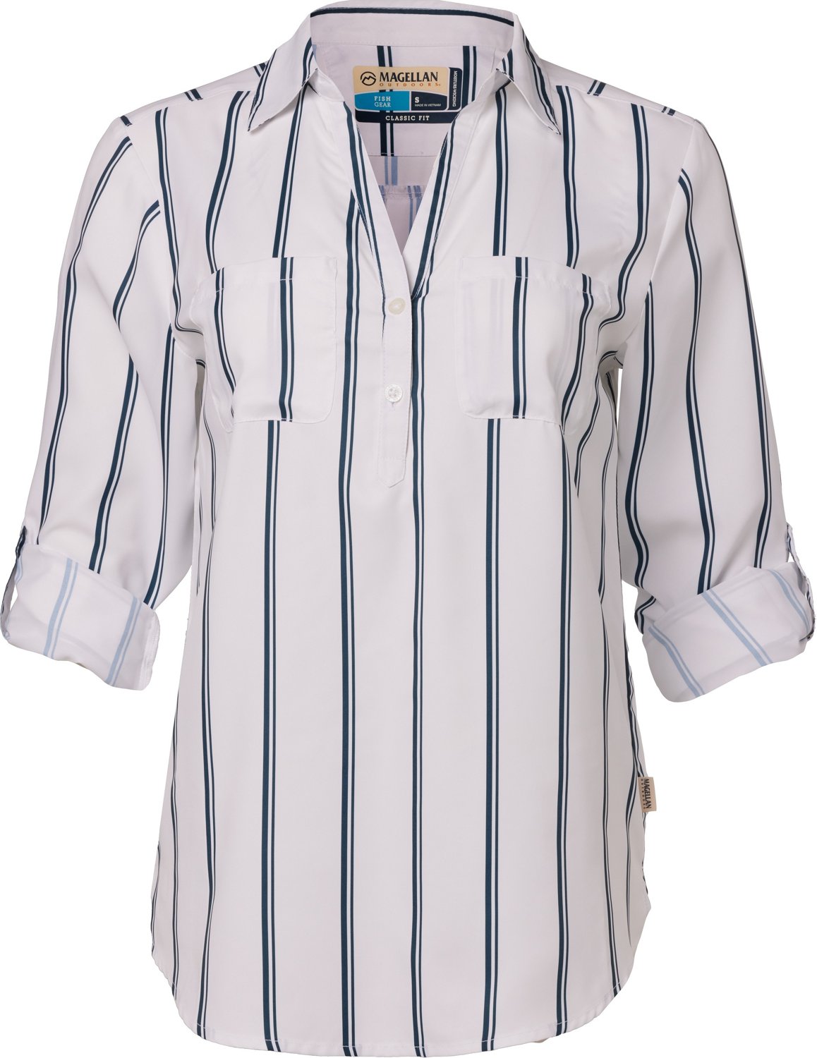 Magellan Outdoors Women's Aransas Pass Long Sleeve Henley Stripe Shirt