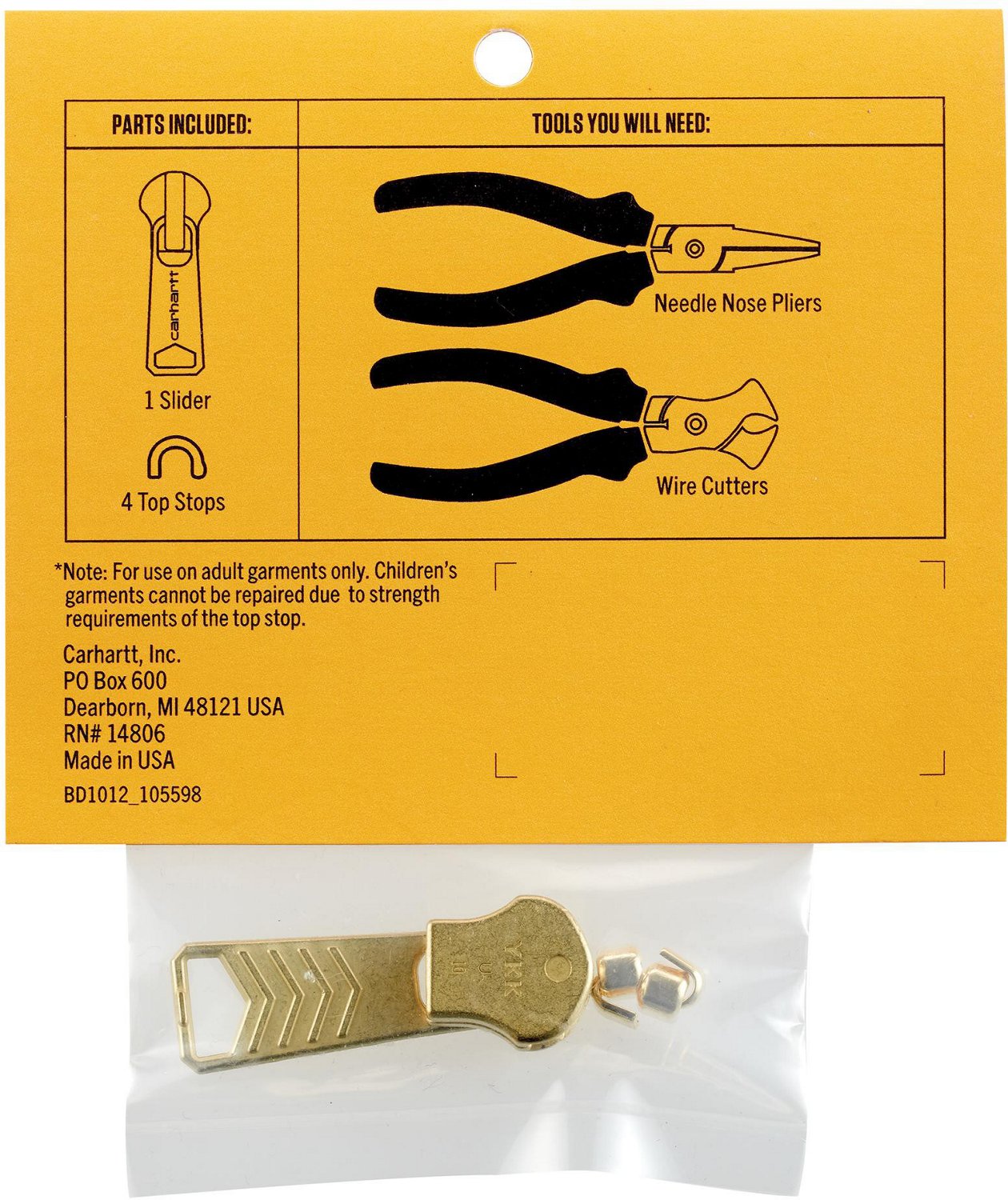 Carhartt Men's No 10 Zipper Slider Repair Kit - view number 3