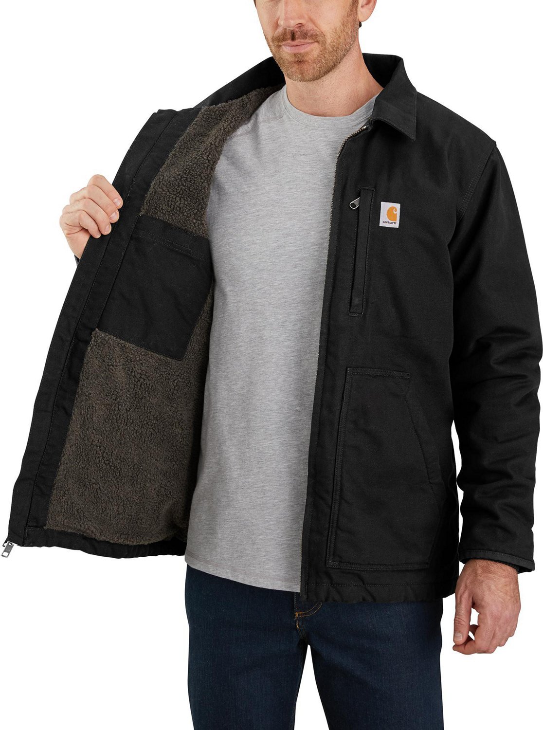 Carhartt Men's Loose Fit Washed Duck Sherpa-Lined Coat - view number 2