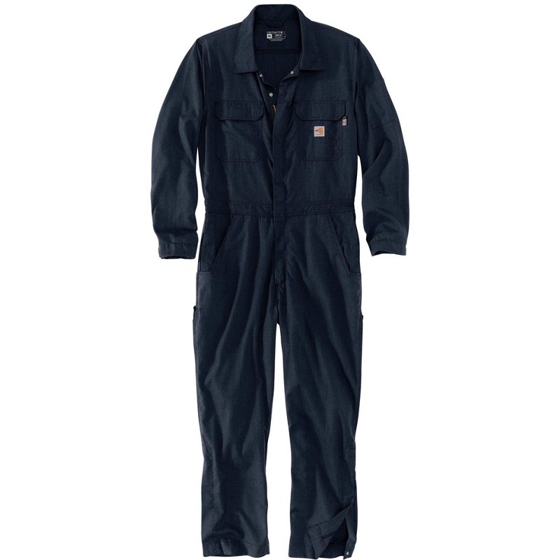 Carhartt Men's Flame Resistant Loose Fit Lightweight Force Coverall Navy Blue, Large - Men's Work Over/Coveralls at Academy Sports