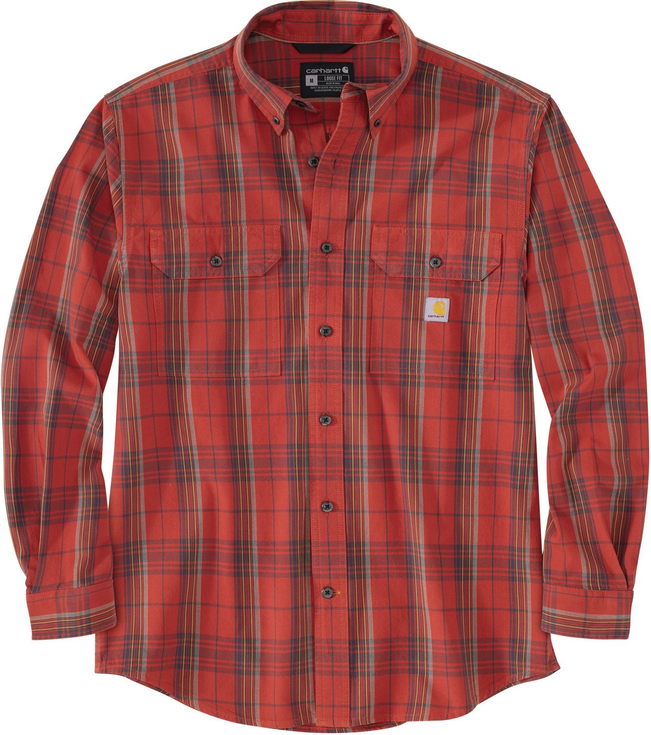Carhartt Men's Loose Fit Midweight Chambray Plaid Long Sleeve Shirt