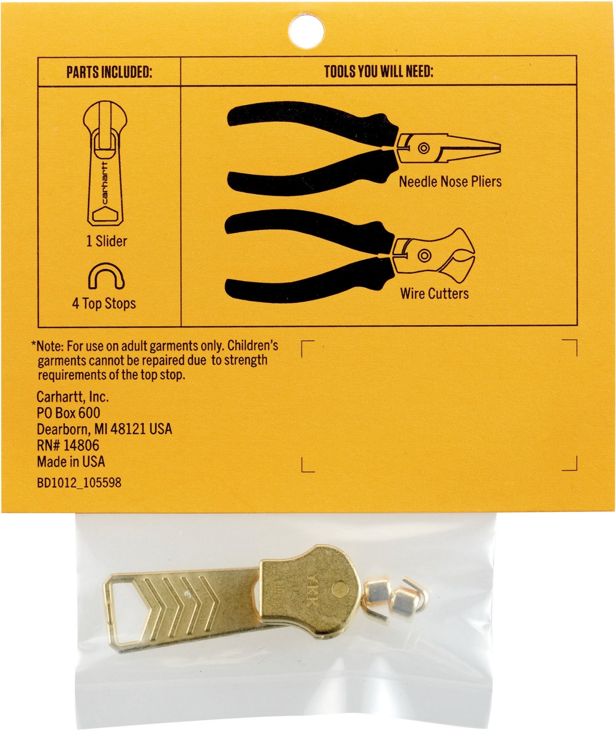 Carhartt Men's No 10 Zipper Slider Repair Kit - view number 3